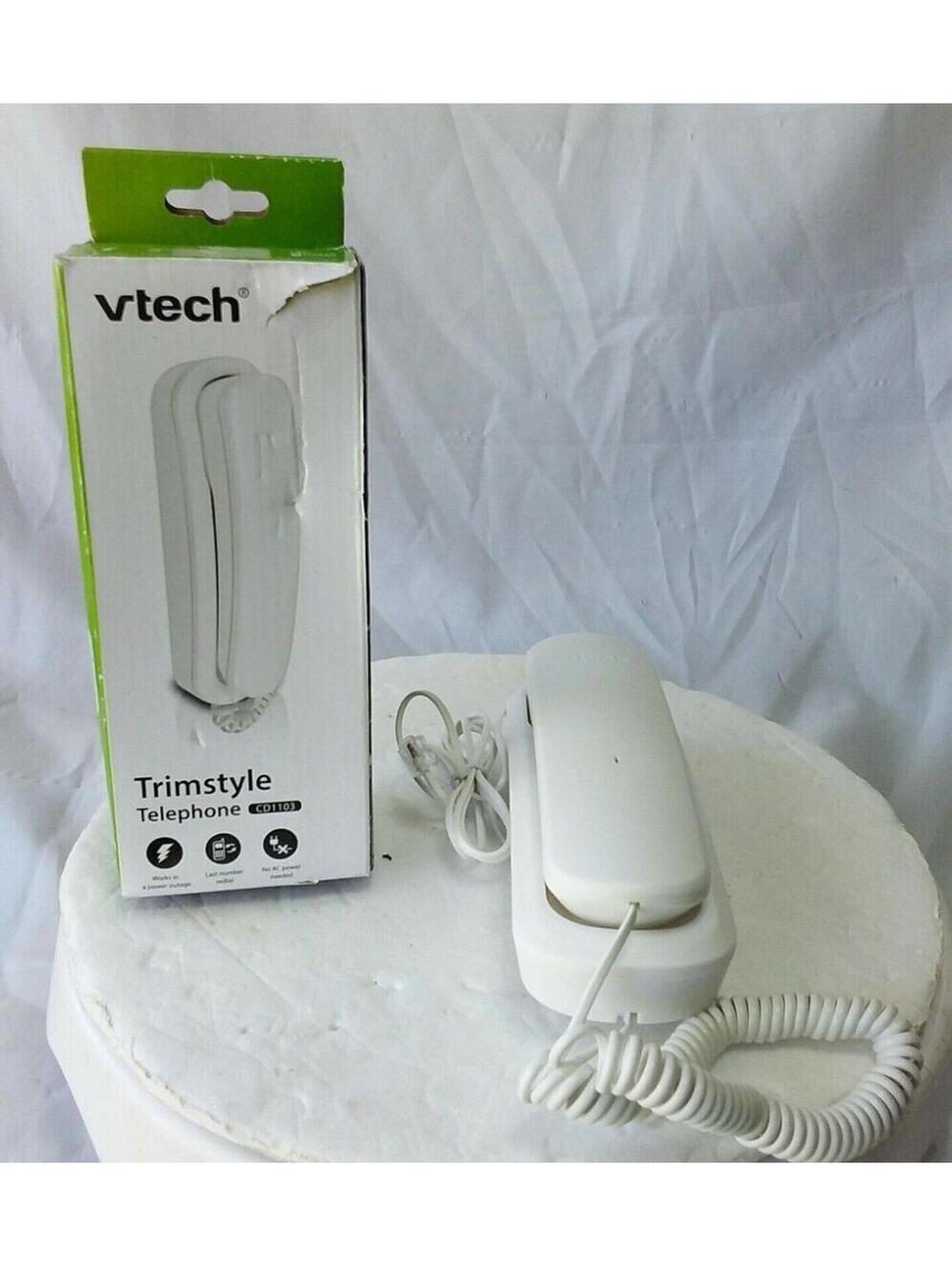 VTech CD1103 Trimstyle Corded Phone White Caller ID Landline Telephone Tested